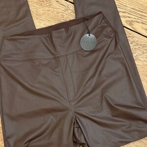Offline Brown Faux Leather Leggings
